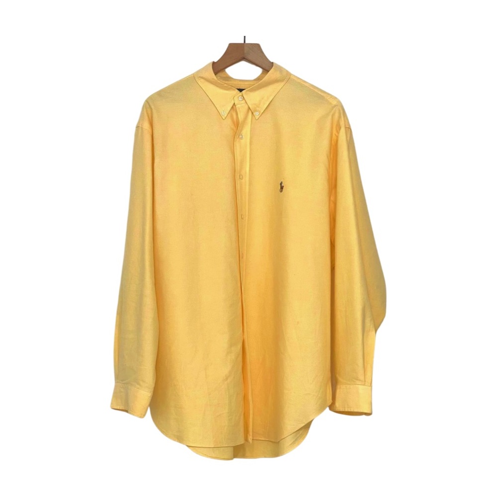 Men’s Polo Yellow Button Down Long Sleeve Shirt. Size 18 34/35